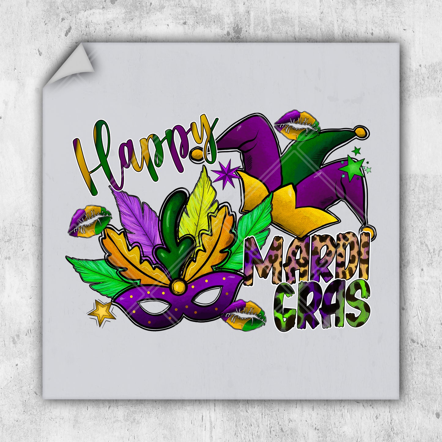 a happy mardi gras sign with a mardi gras mask