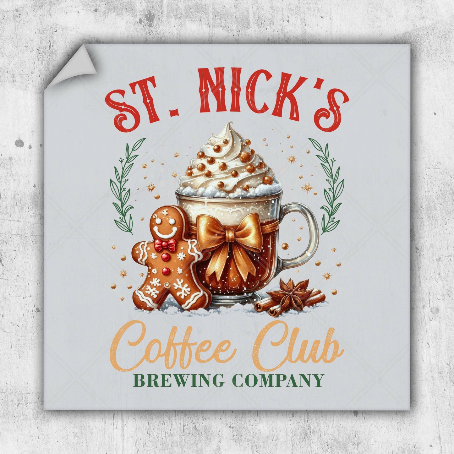 a st nick's coffee sign on a wall