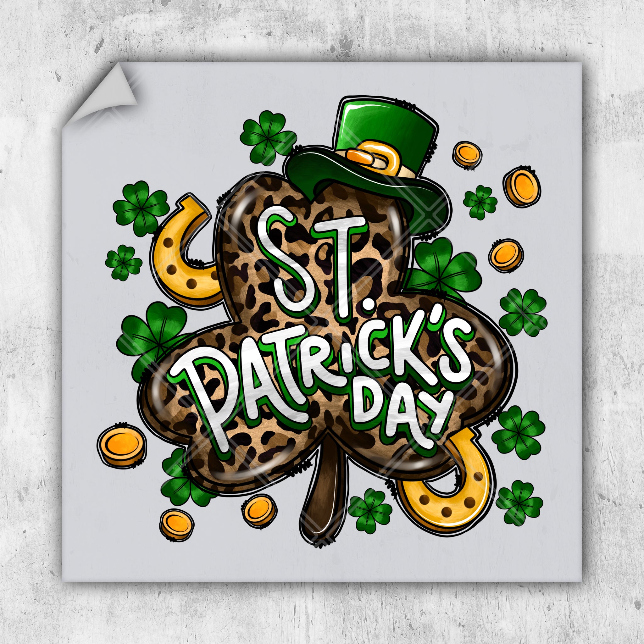 a st patrick's day card with a shamrock and a hat