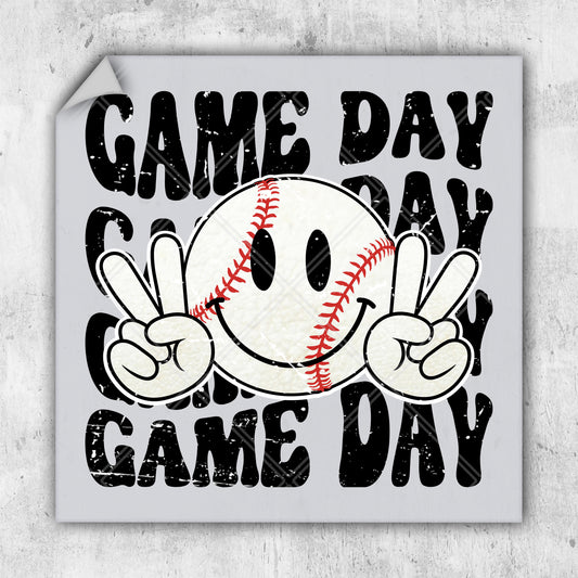 a baseball with the words game day on it