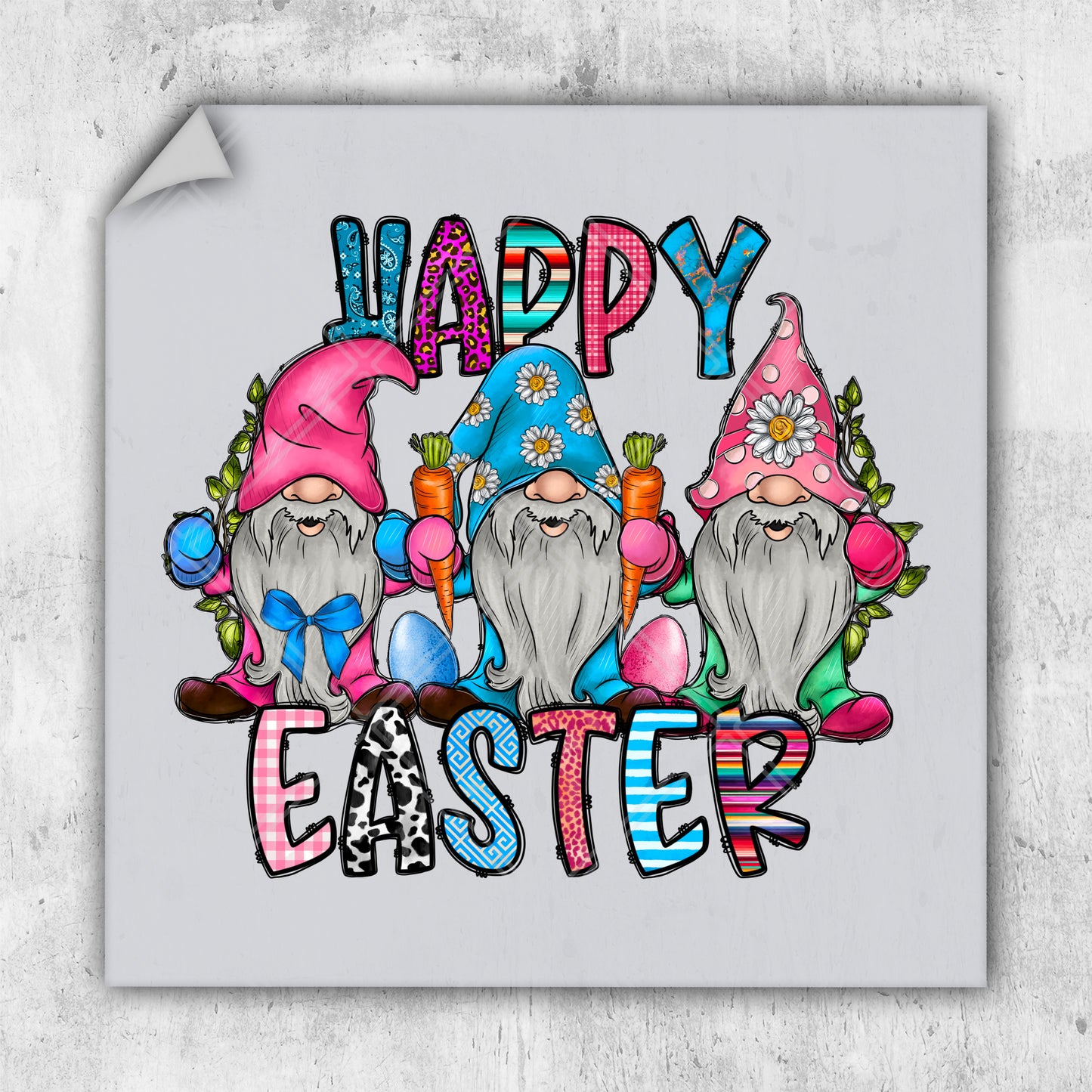 a picture of a group of gnomes with a happy easter message