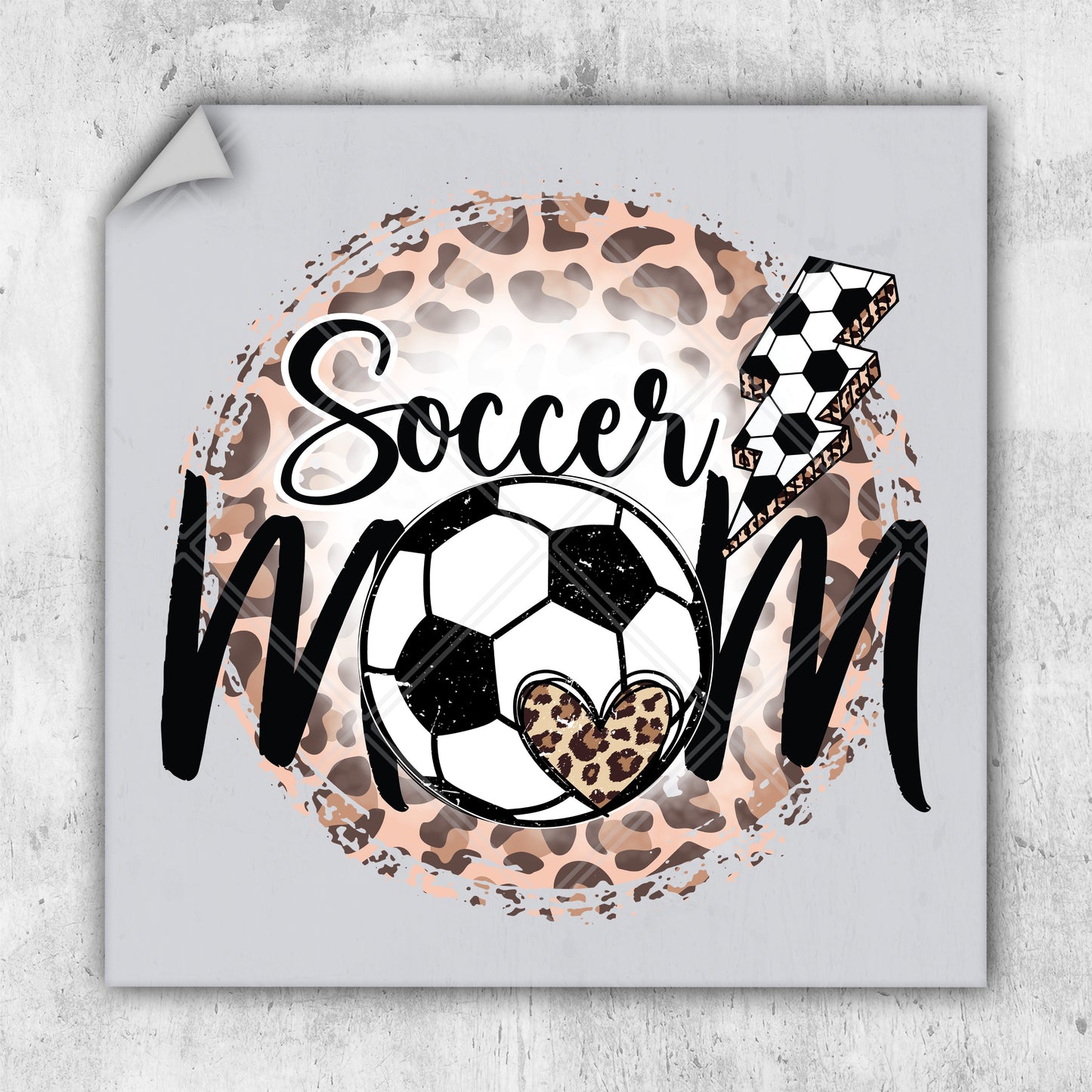 a soccer mom with a leopard print and a soccer ball