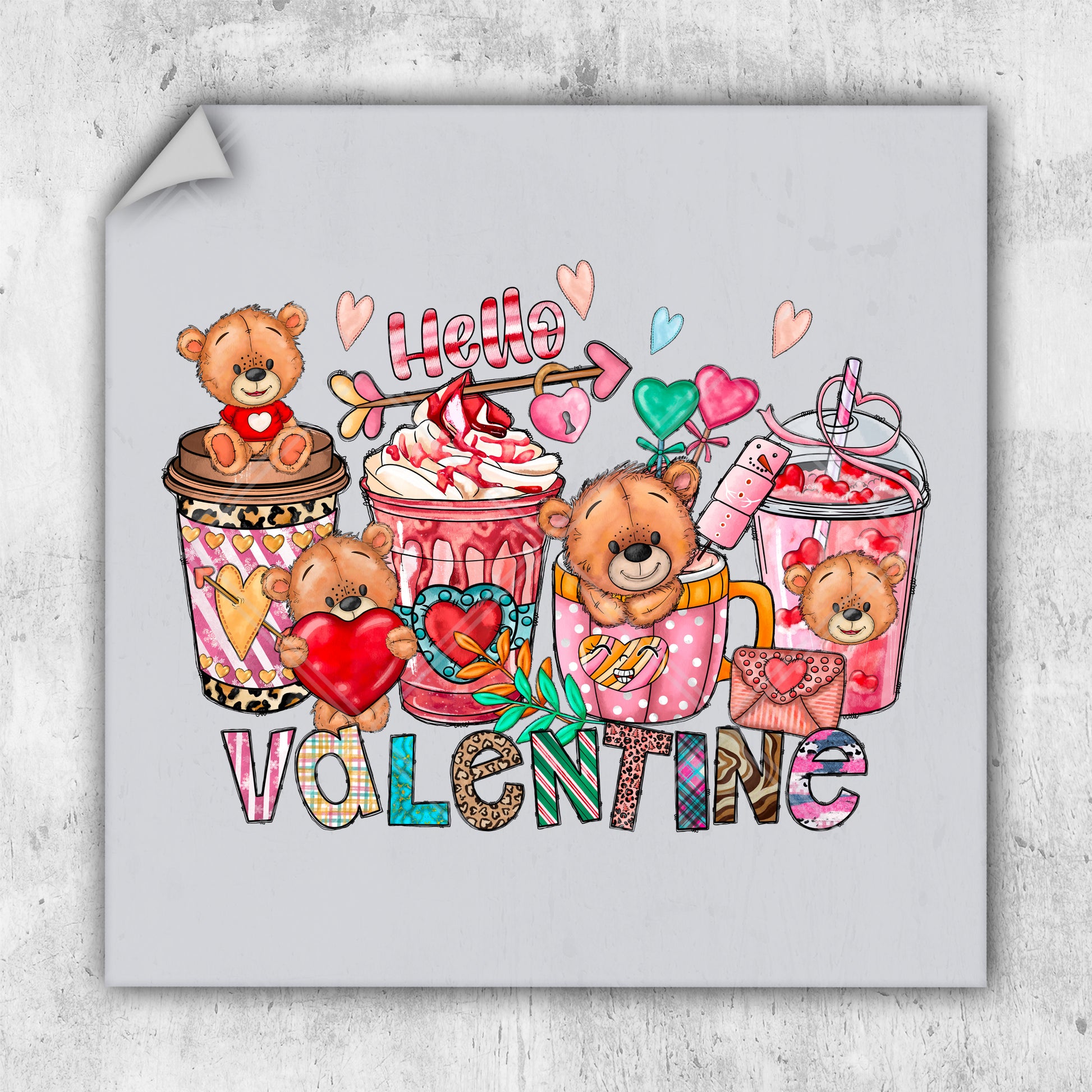 a valentine card with teddy bears and cupcakes