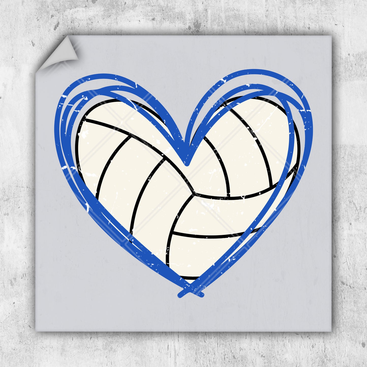 a drawing of a volleyball ball in the shape of a heart