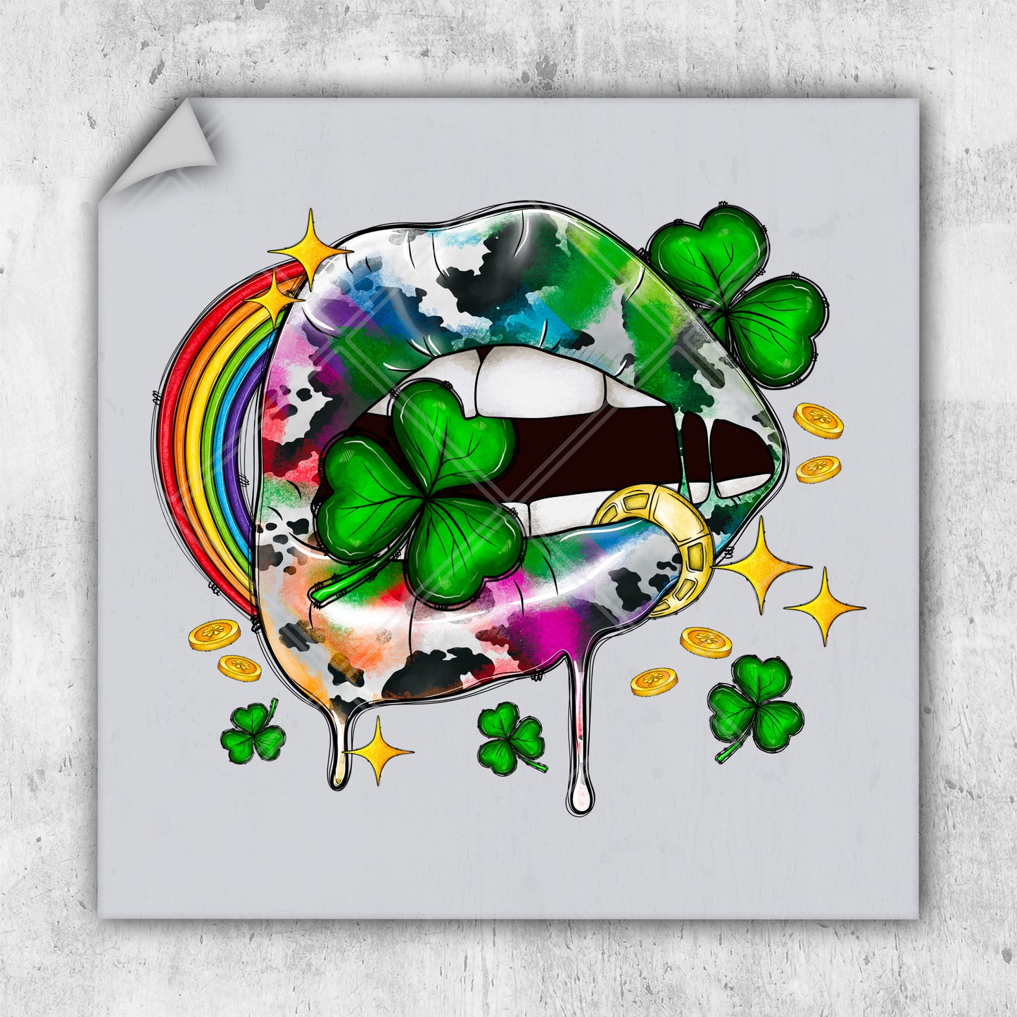a picture of a tongue with shamrocks on it