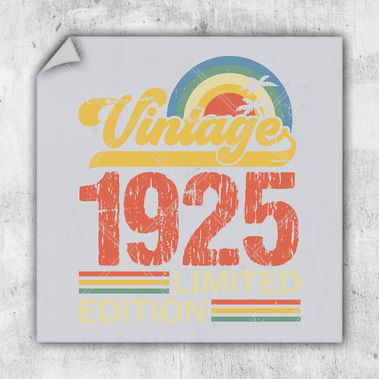 a white square sticker with the words vintage 1932 printed on it