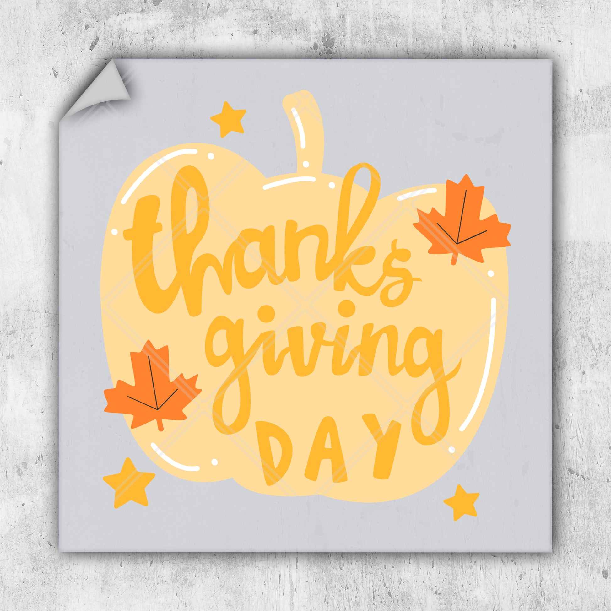 a sticker with the words thanks giving day written on it