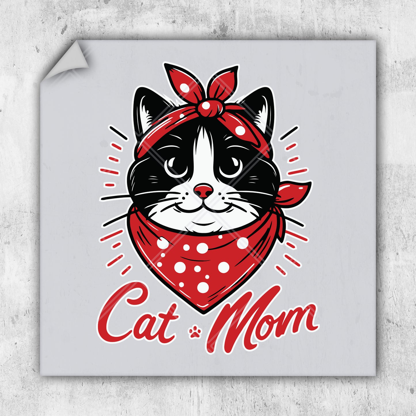 a sticker with a cat wearing a bandana