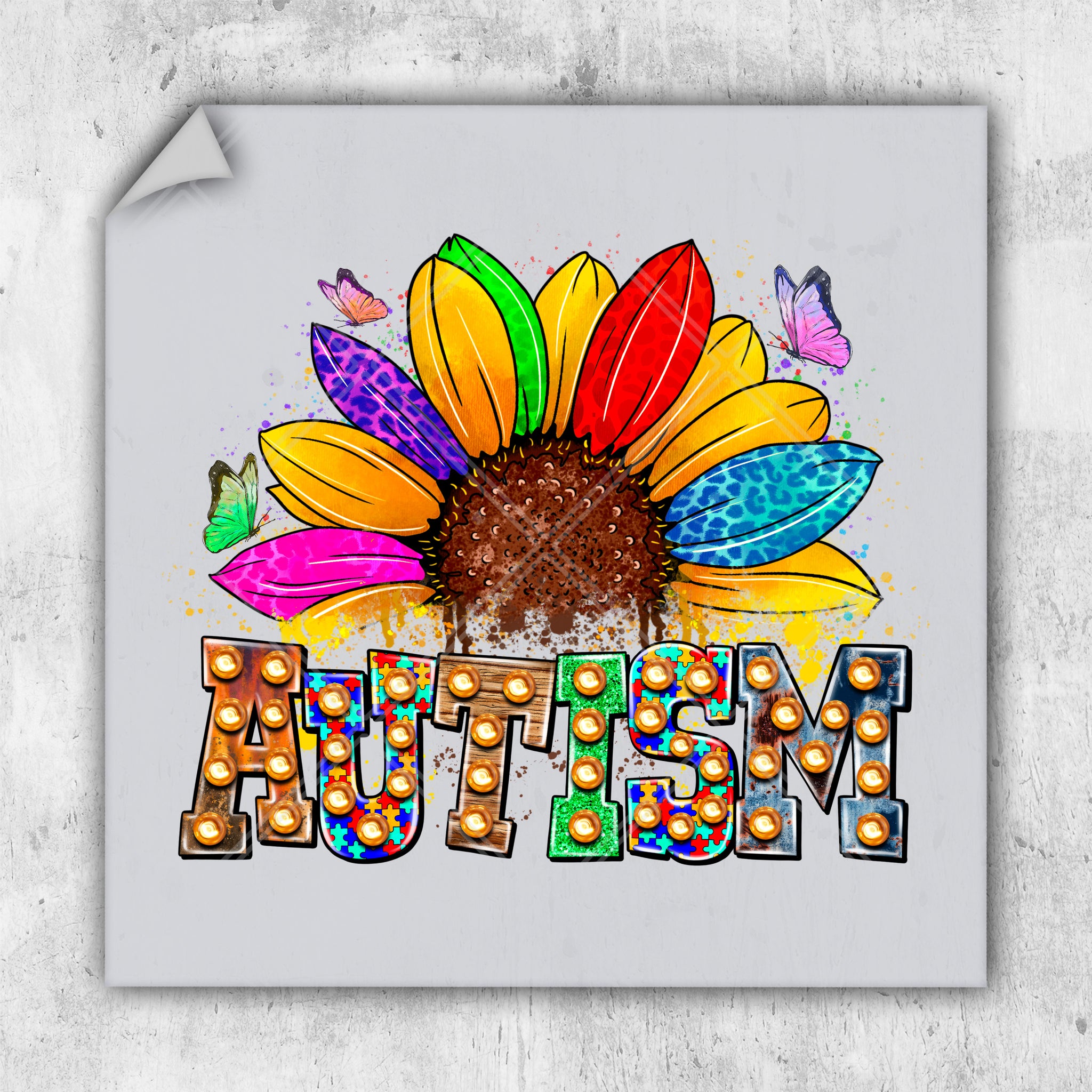 a picture of a flower with the word autism painted on it
