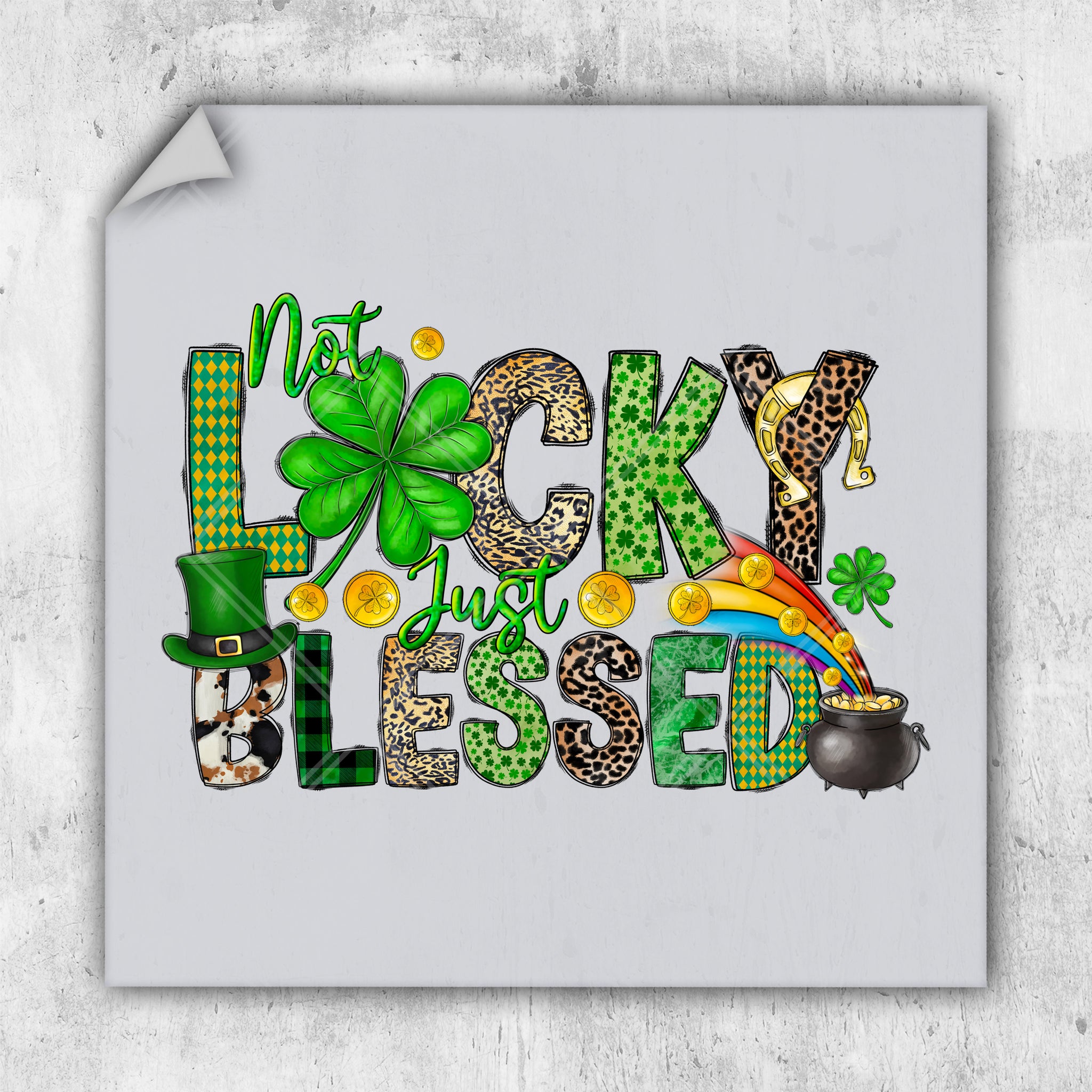 a st patrick's day sign with a pot of gold coins and a shamrock