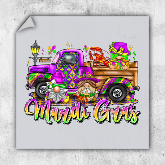 a drawing of a truck with a mardi gras theme