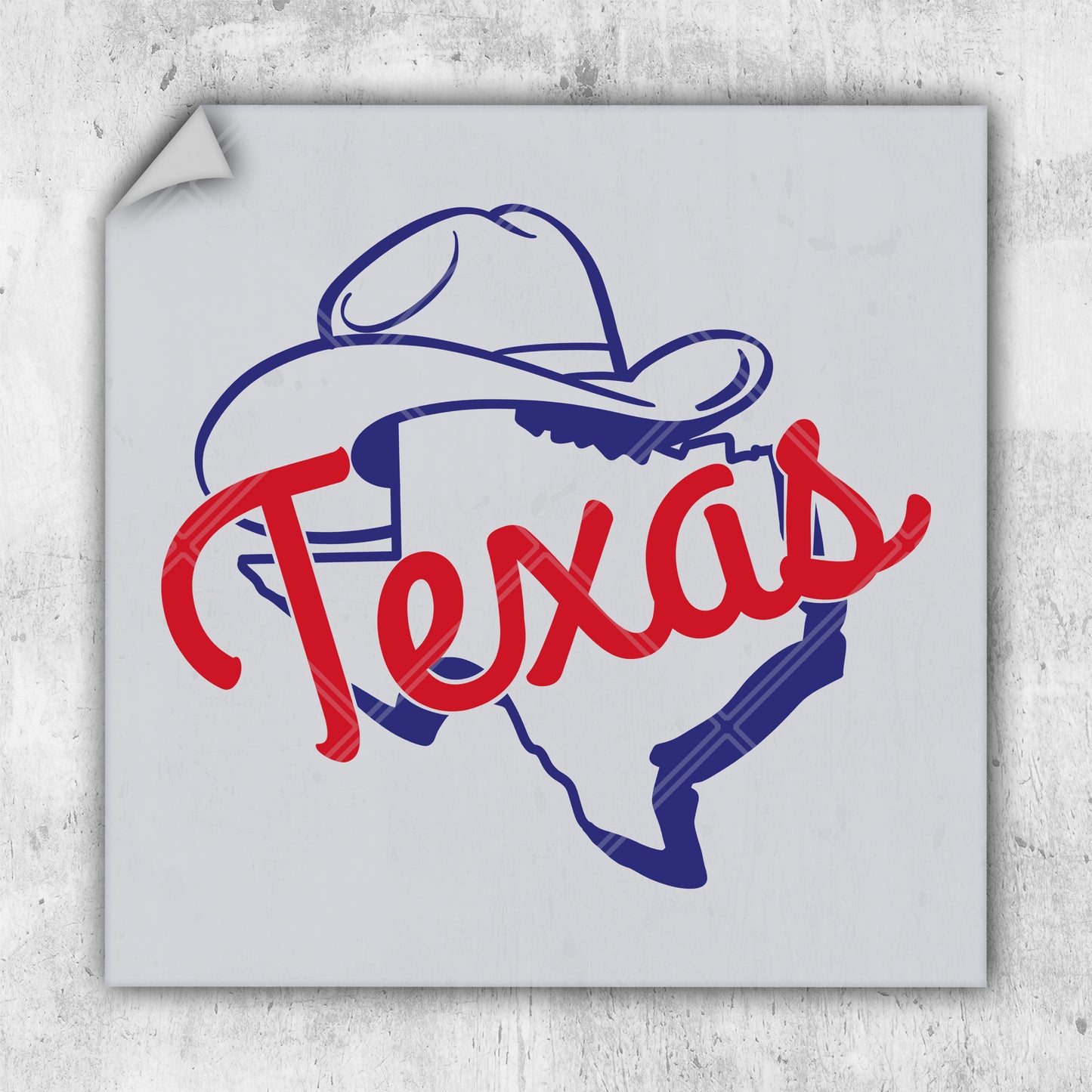 a sticker with the word texas painted on it