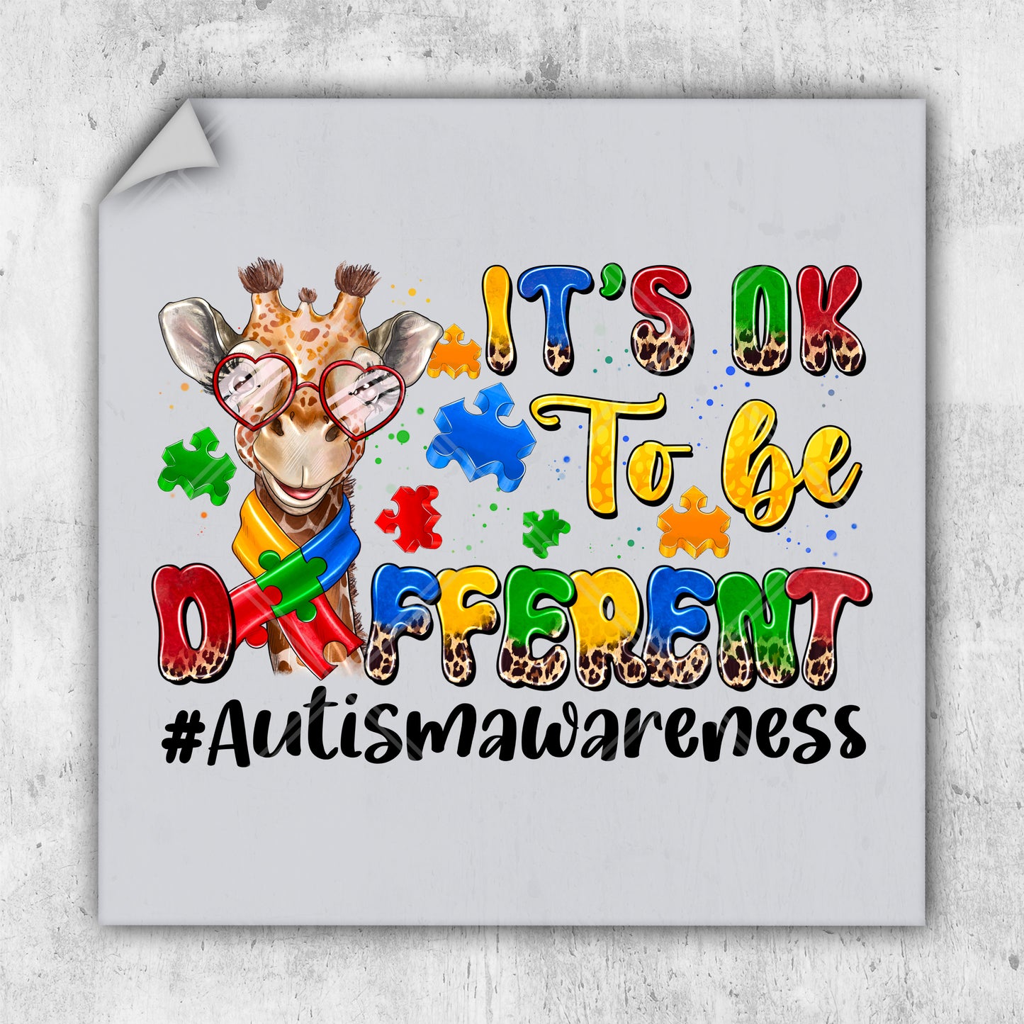 a picture of a giraffe with autism awareness on it