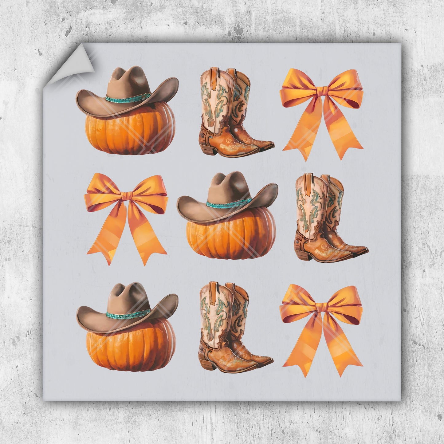 a picture of cowboy boots and pumpkins