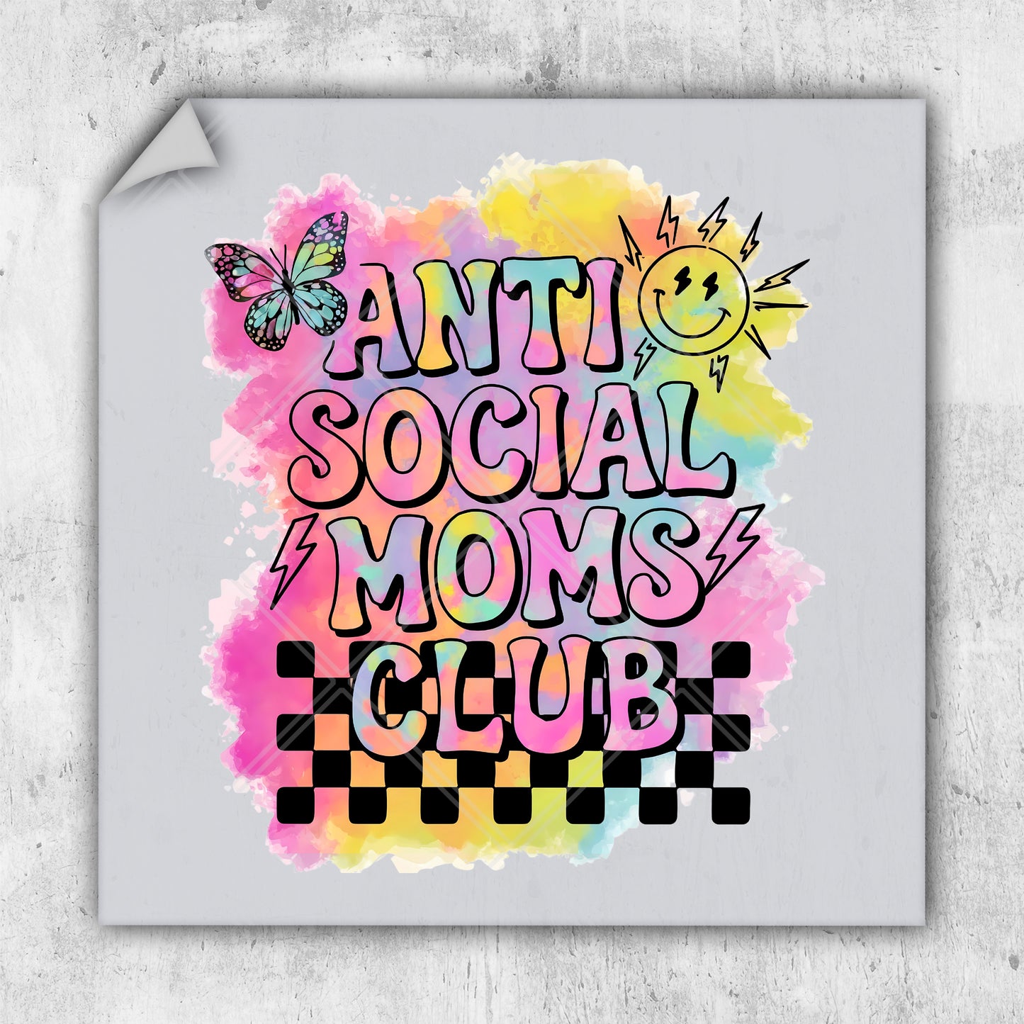 a poster with the words anti social moms club on it