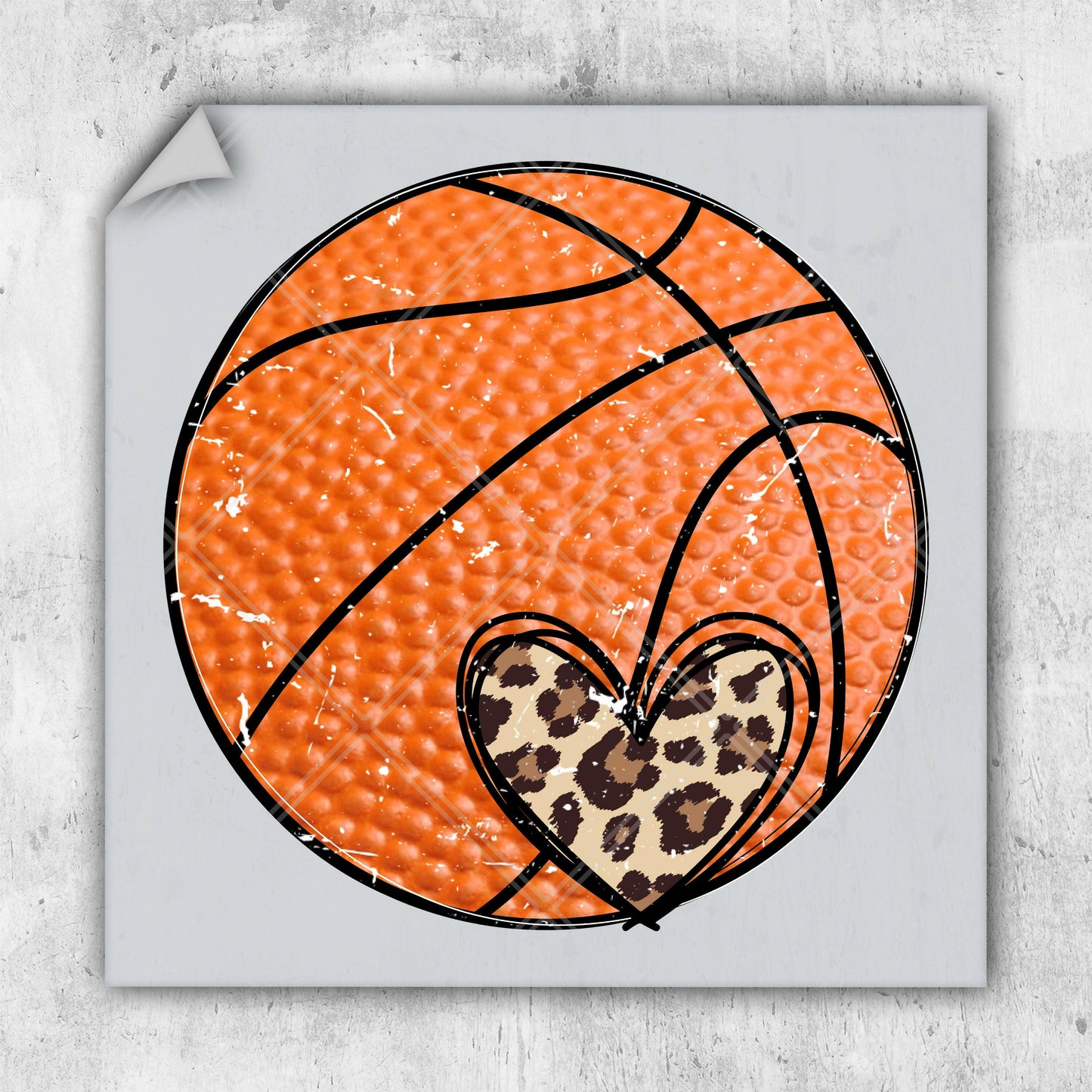 a picture of a basketball with a heart on it