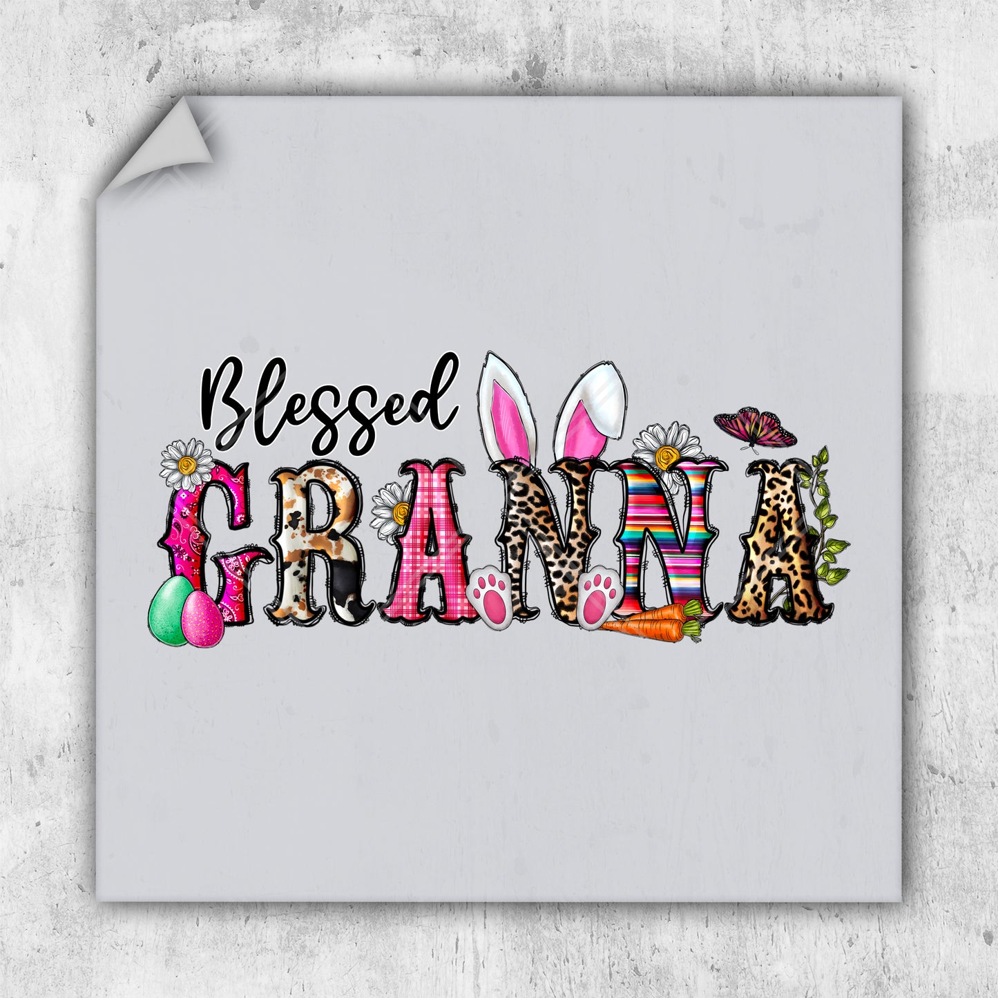 a picture of the word's name is decorated with images of easter eggs and