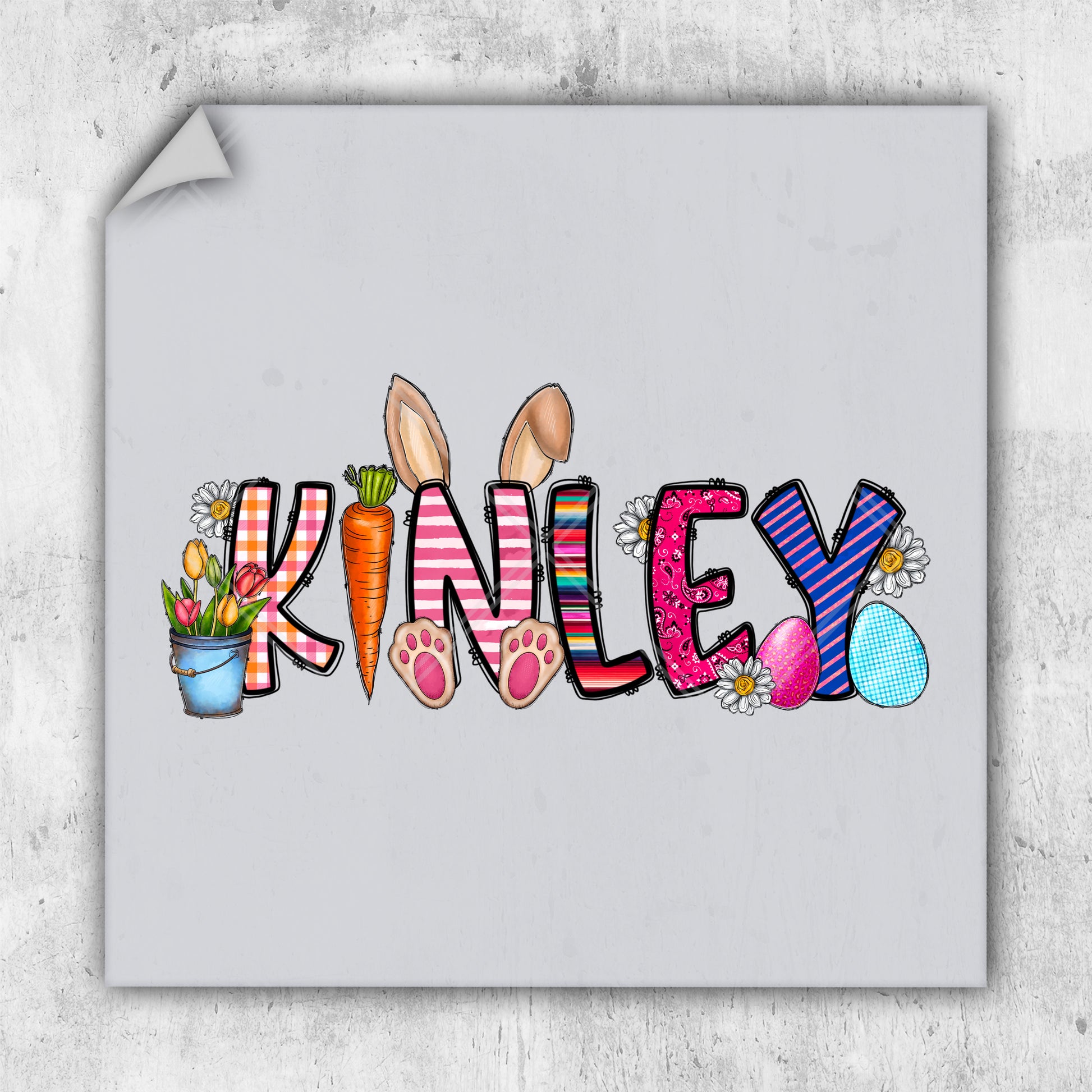 a picture of the word kinley written in colorful letters