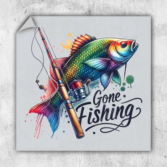 a fish with a fishing rod and a fishing pole