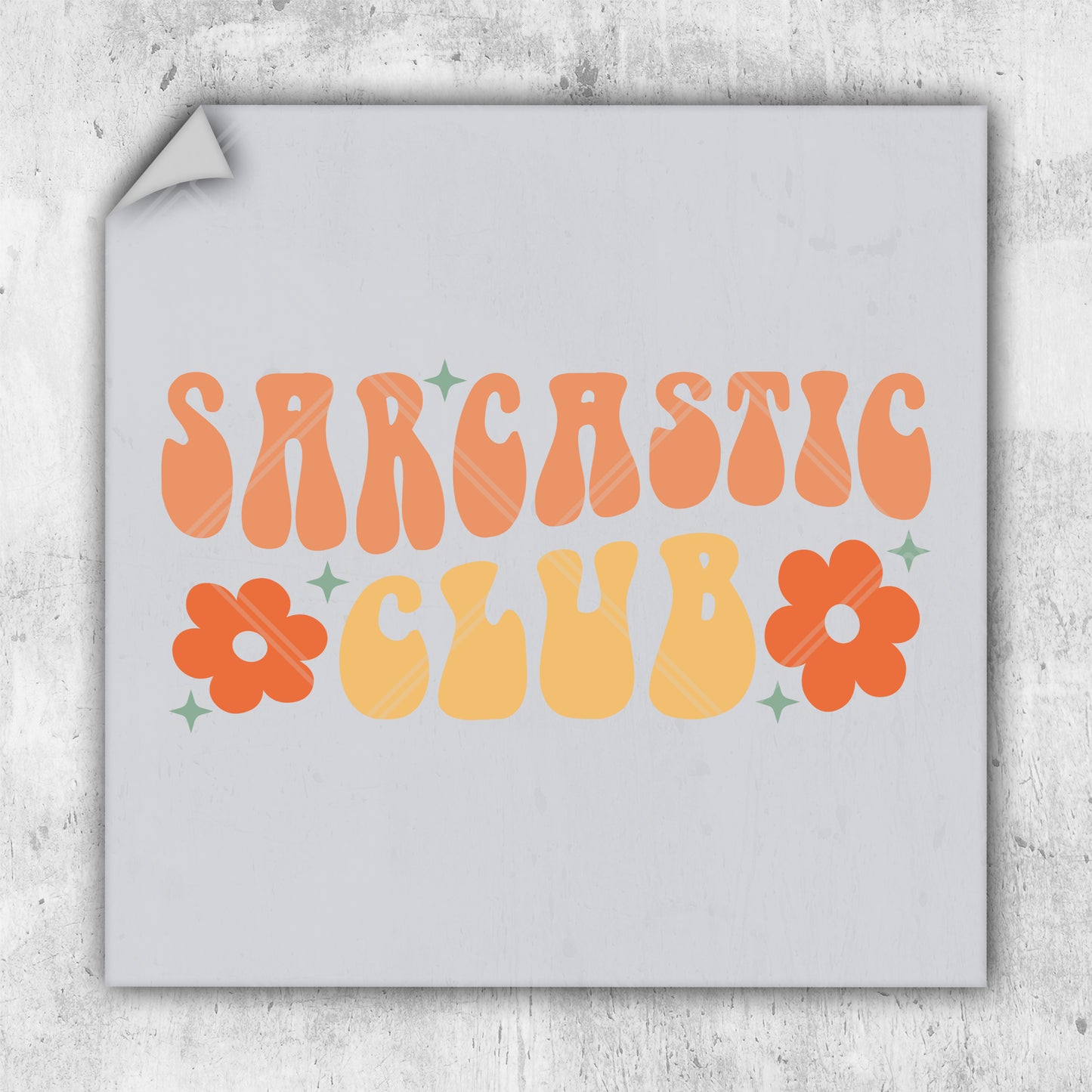 a sticker that says sarcastic club on it