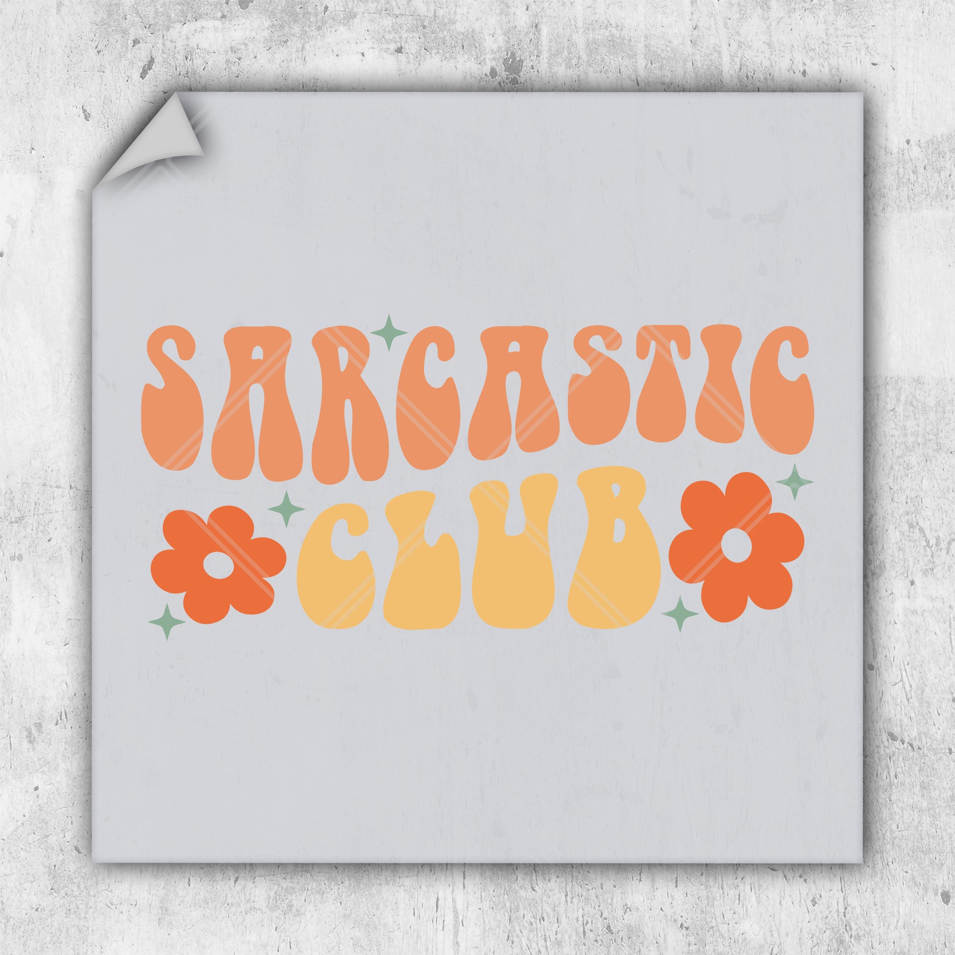 a sticker that says sarcastic club on it