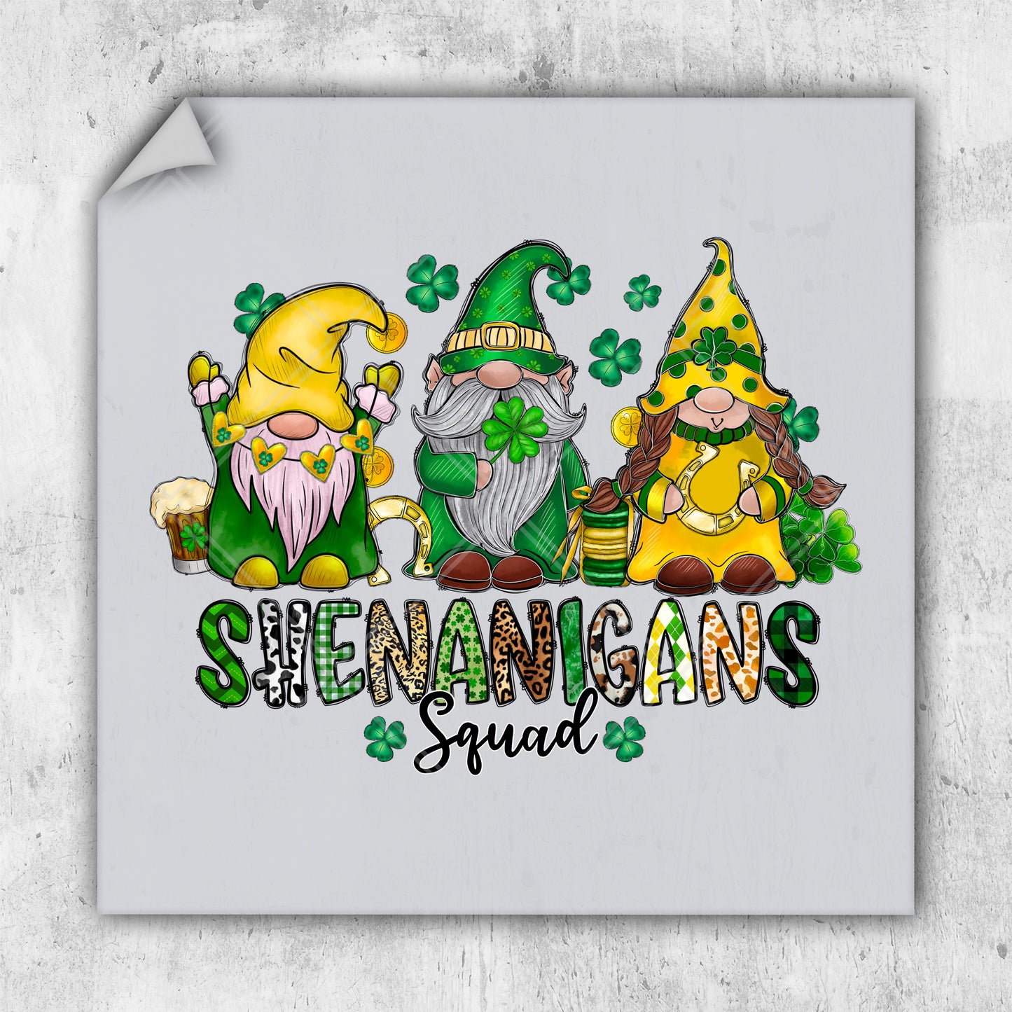 a st patrick's day shirt with three gnomes