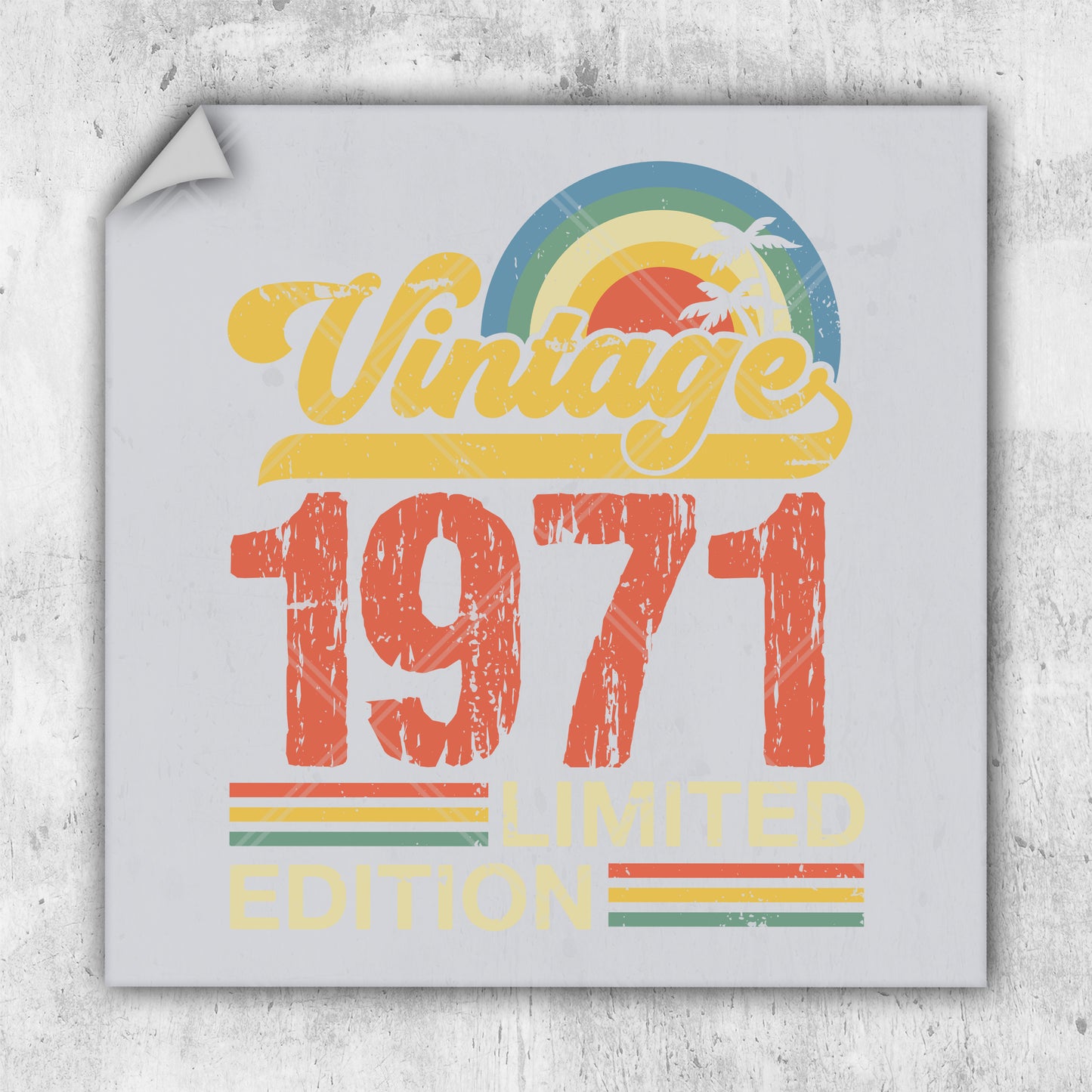 a white sign with the words vintage 1971 printed on it