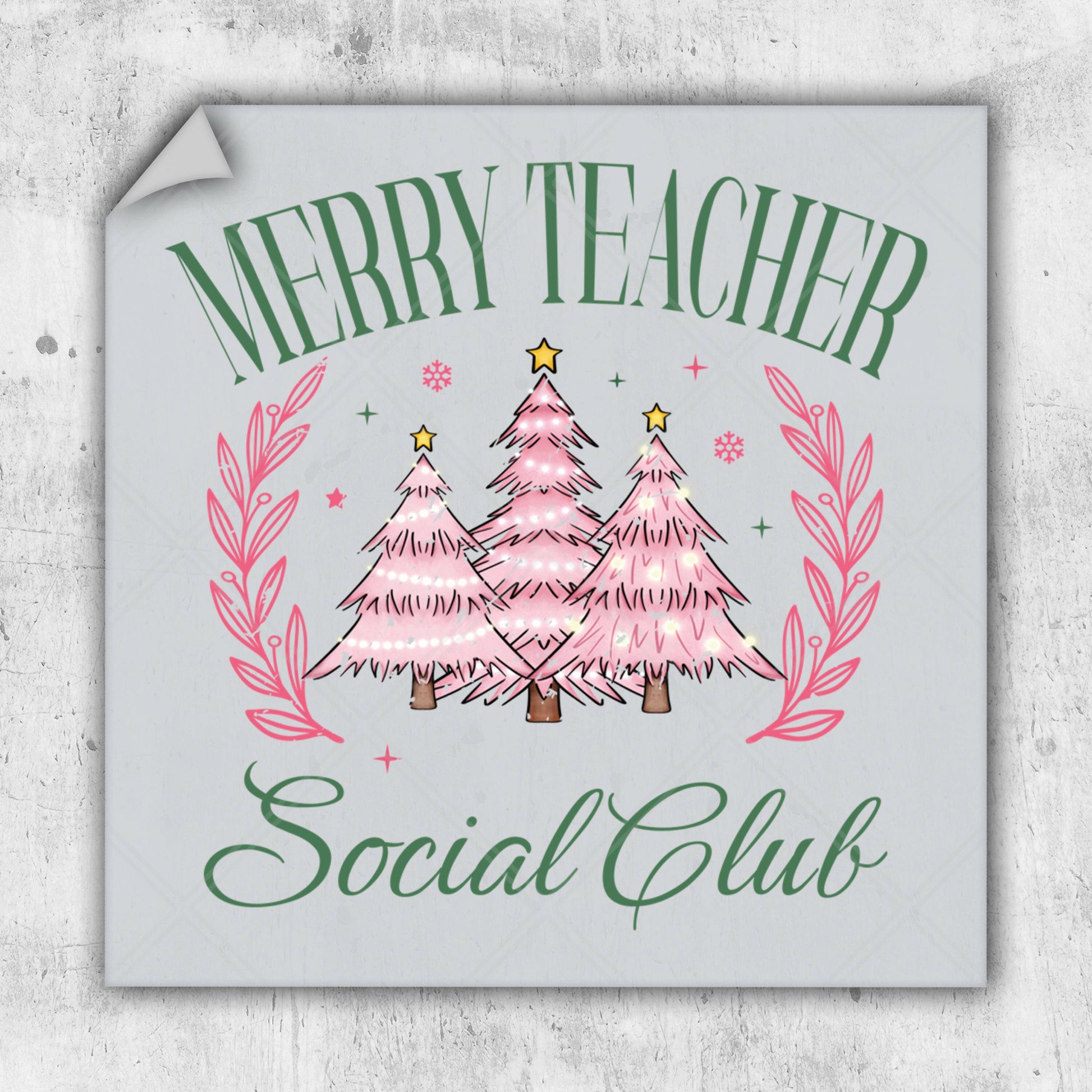 a merry teacher social club sign on a wall