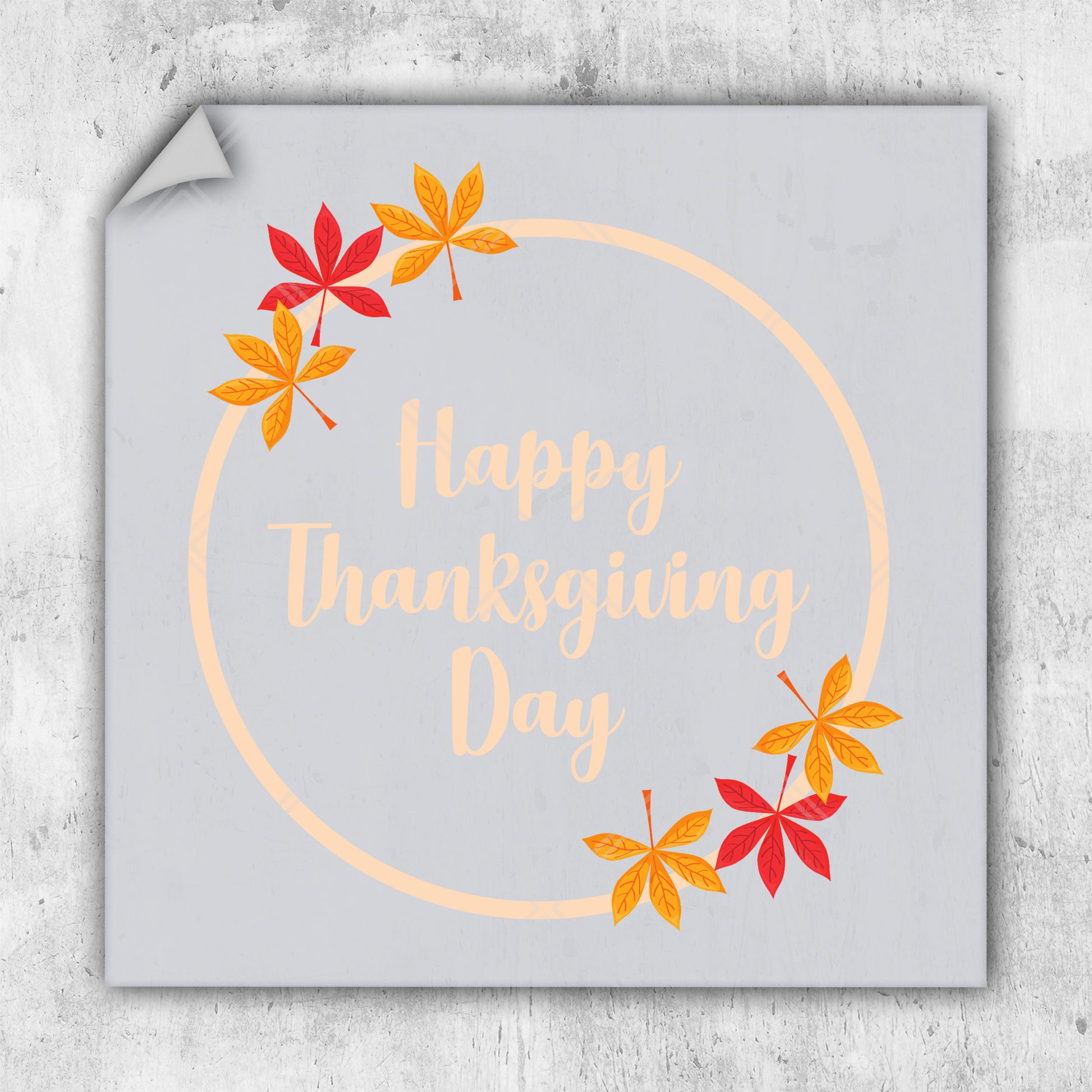 a happy thanksgiving day card with autumn leaves