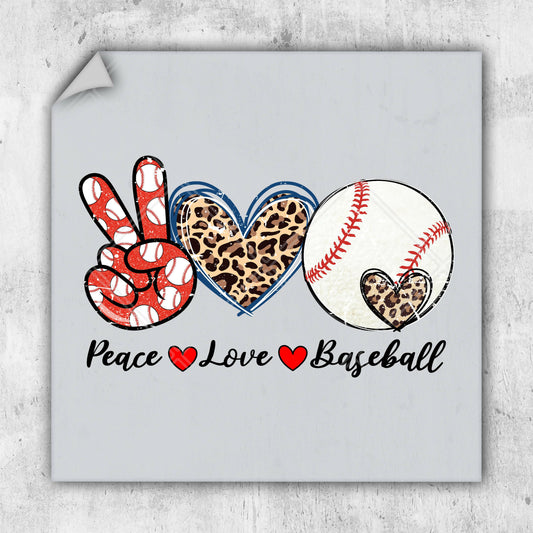 a picture of a peace love baseball sign