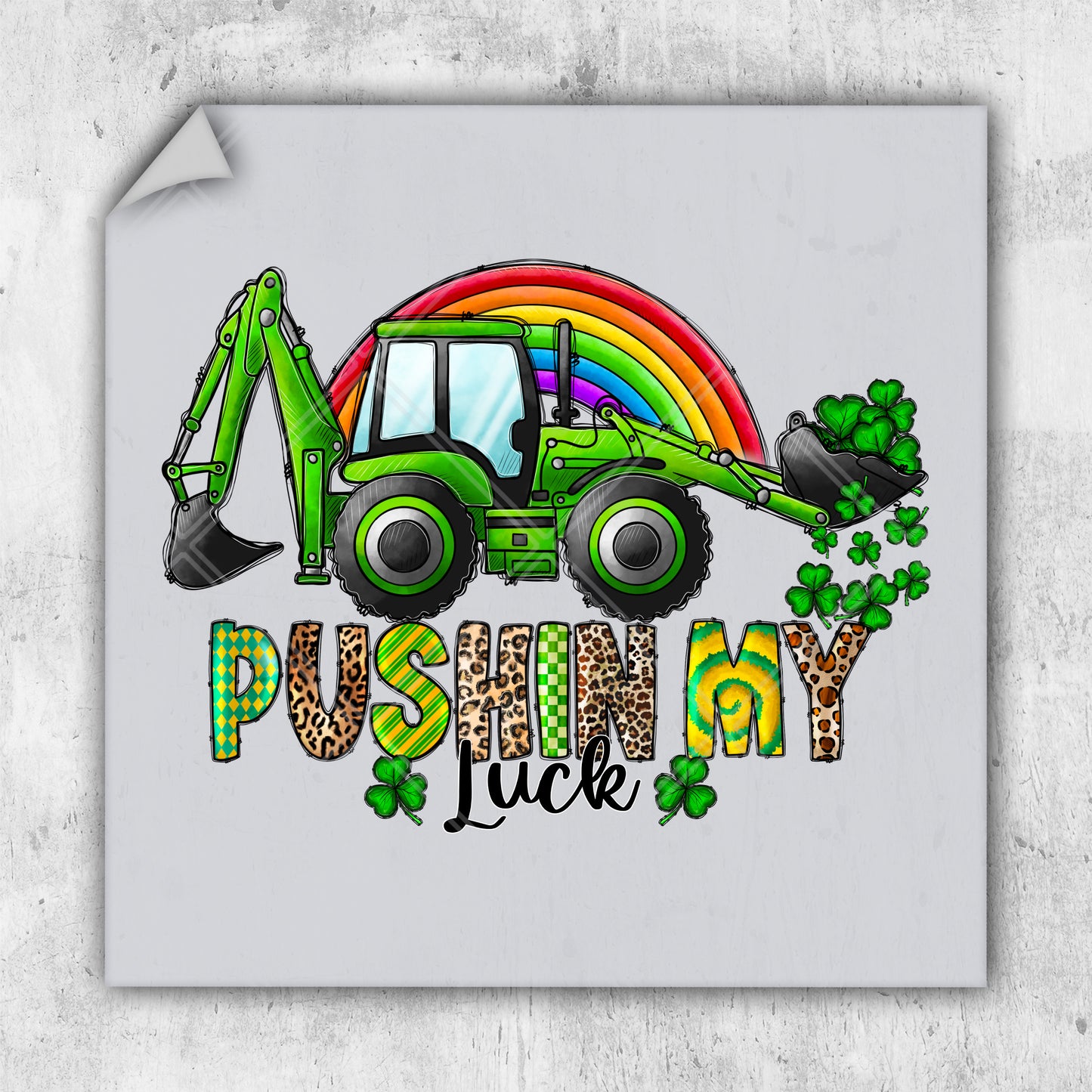 a picture of a tractor with a rainbow in the background
