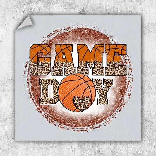 a picture of a basketball with the word game day on it