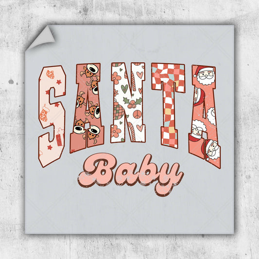 a picture of the word santa baby on a white background