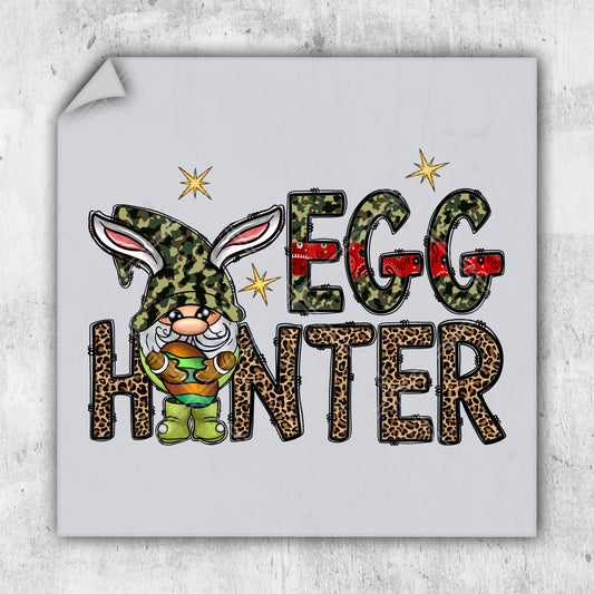 a sticker with the words egg hunter on it