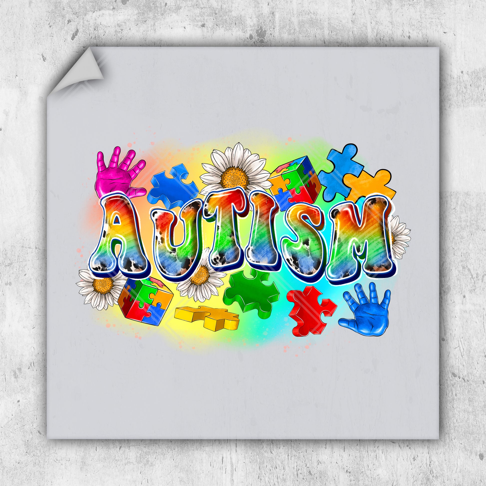 the word autism painted on a piece of paper