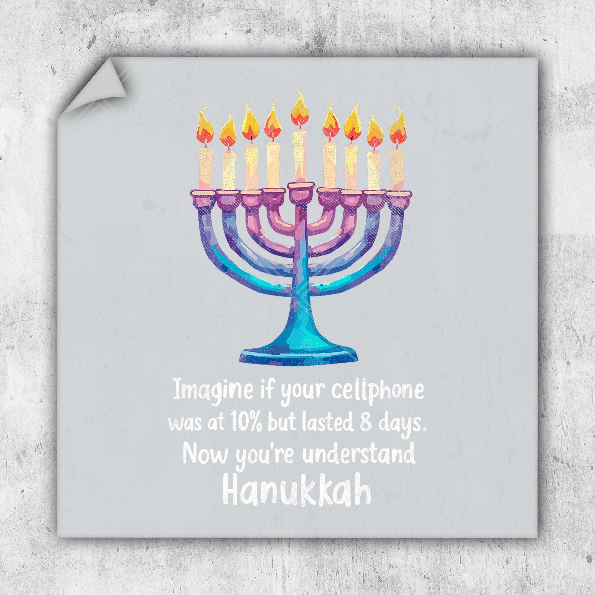 a hanukkah card with a menorah on it