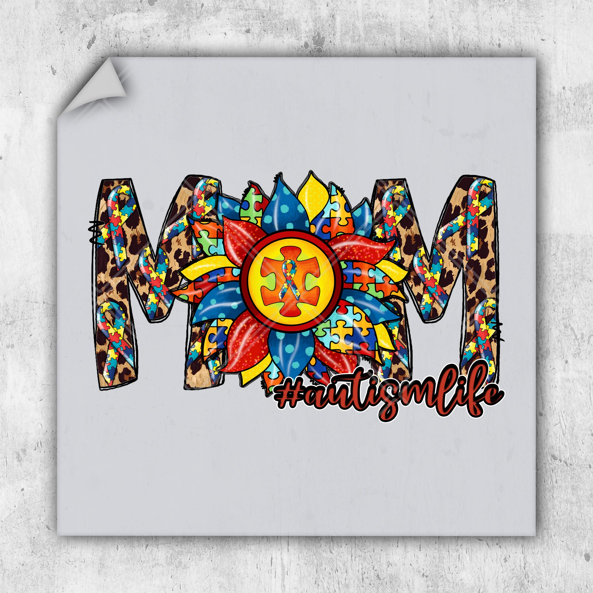 a picture of the word mom with a flower on it