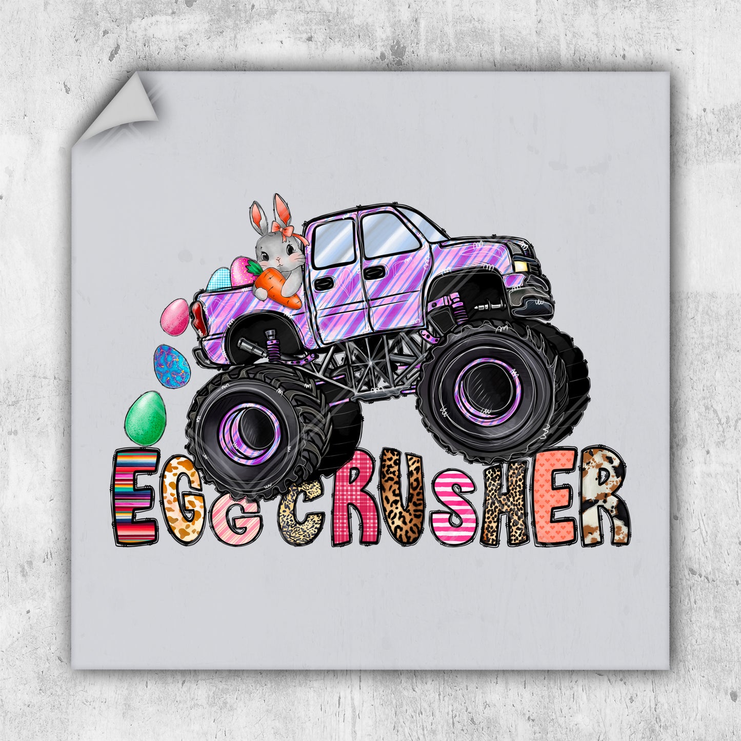 a picture of a monster truck with easter eggs