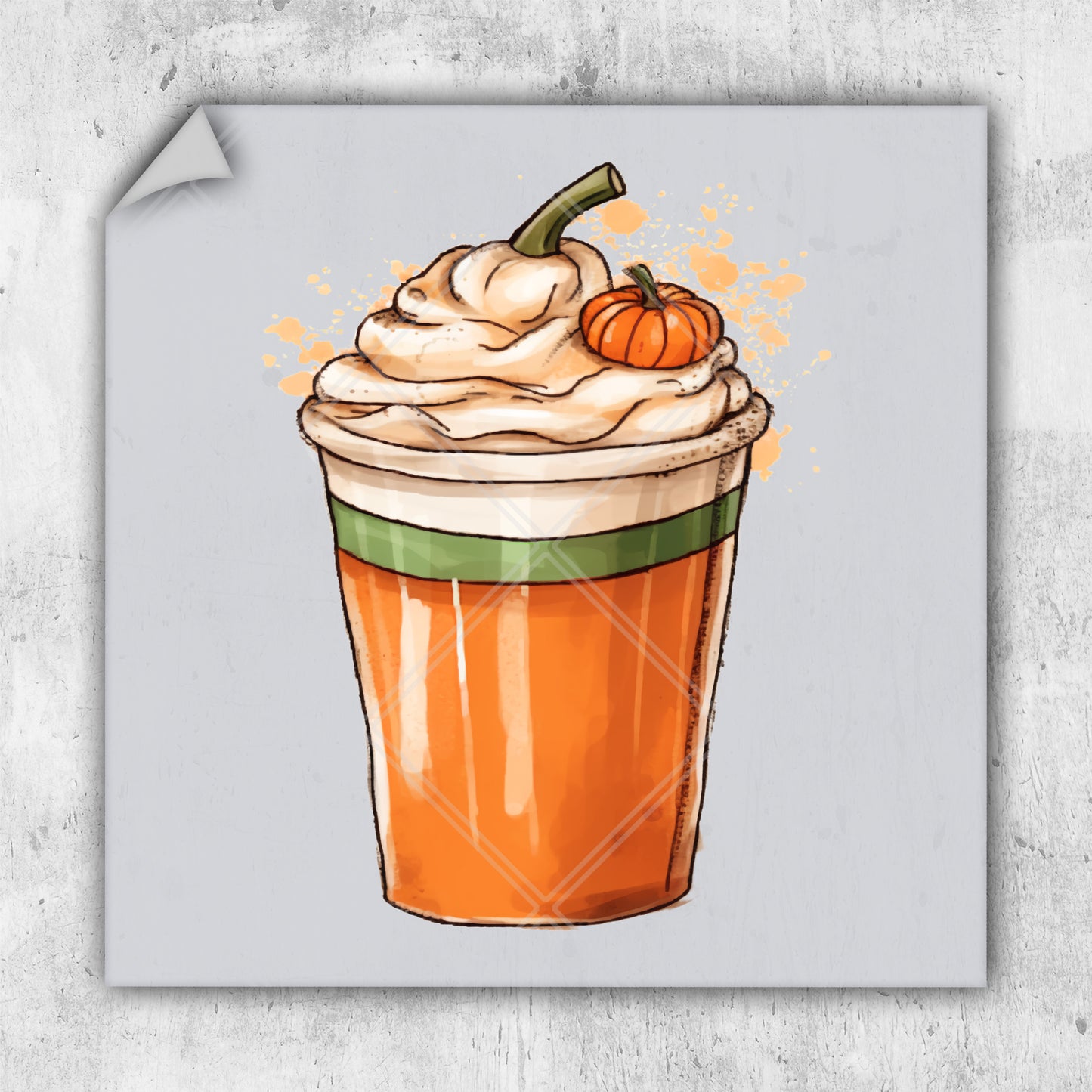 a cup of coffee with whipped cream and a pumpkin on top