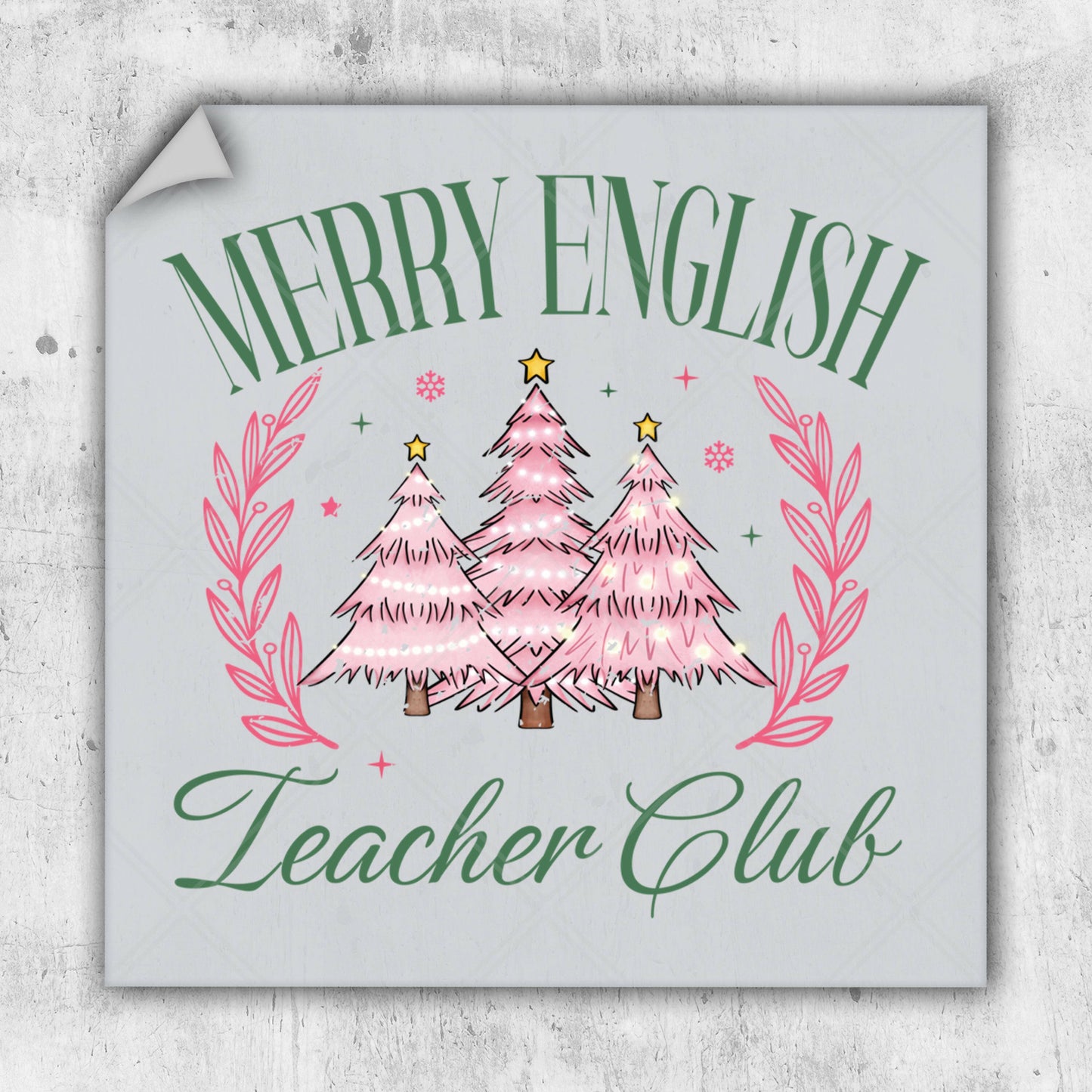 a merry english teacher club sign on a wall