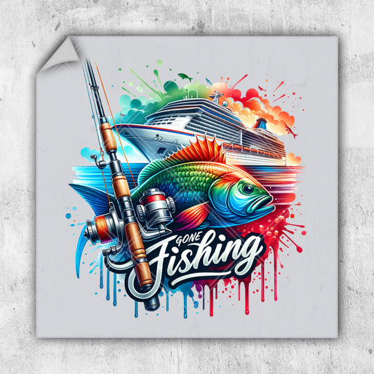 a fish with a fishing rod and a fishing rod