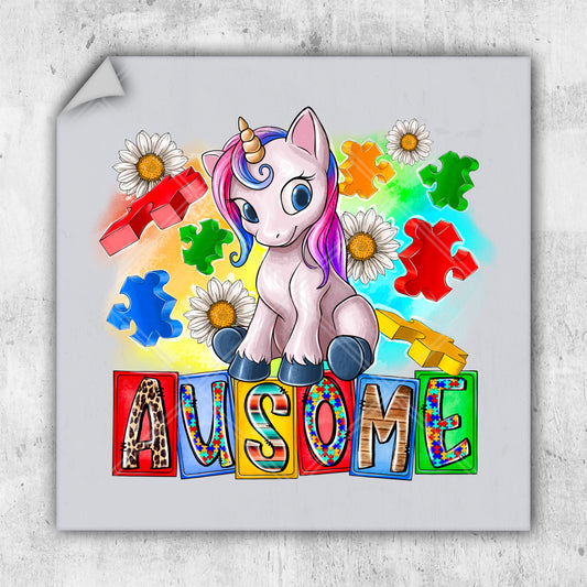 a picture of a unicorn sitting on the word awesome