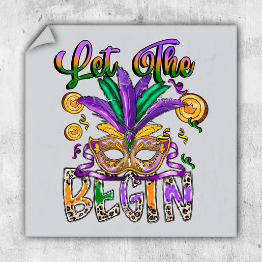 a mardi gras mask with the words let the begin