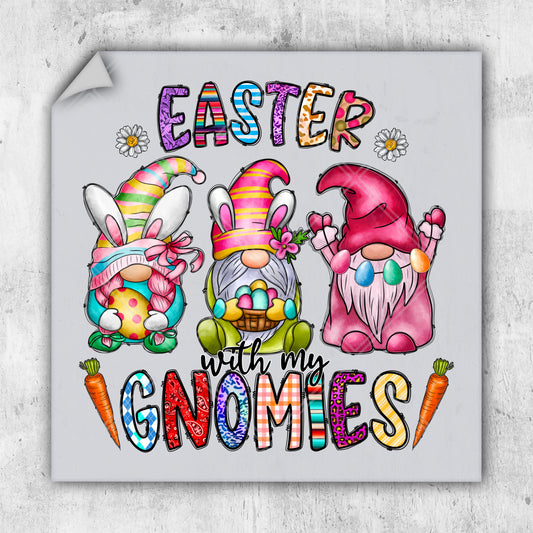 a sign that says, easter with my gnomes