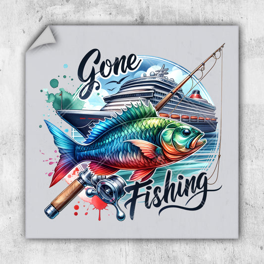 a fish with a fishing rod and a fishing pole