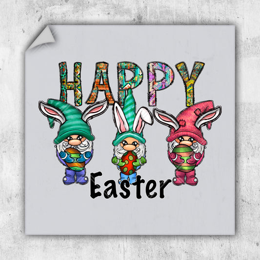 a picture of a happy easter card with two gnomes