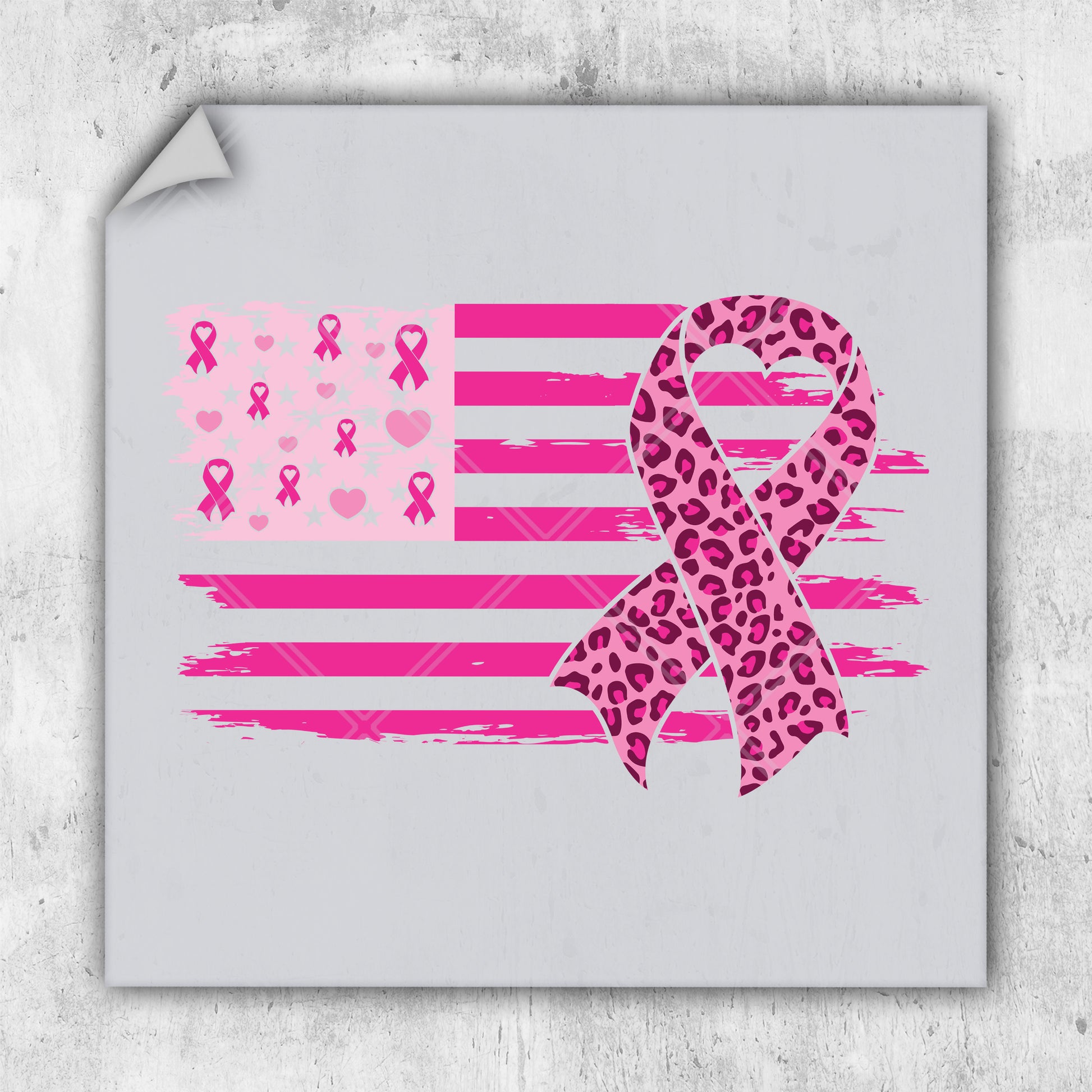 a picture of a pink ribbon on a flag