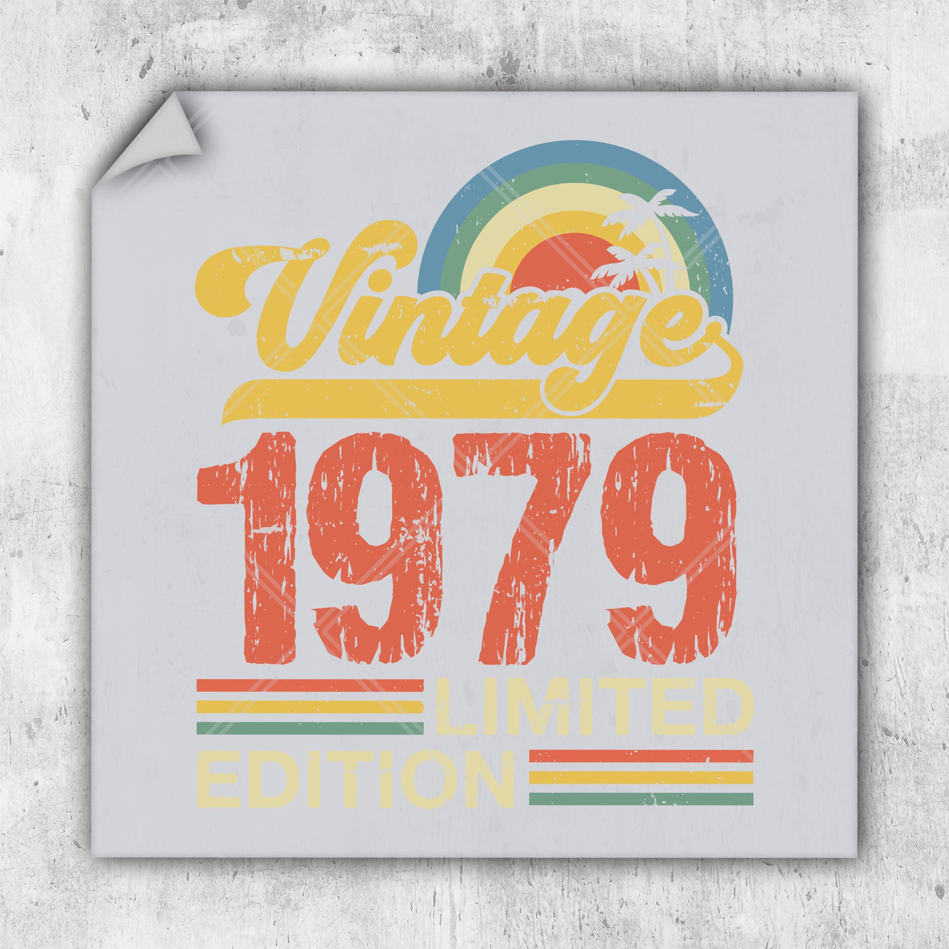 a white square sticker with the words vintage 1970 printed on it