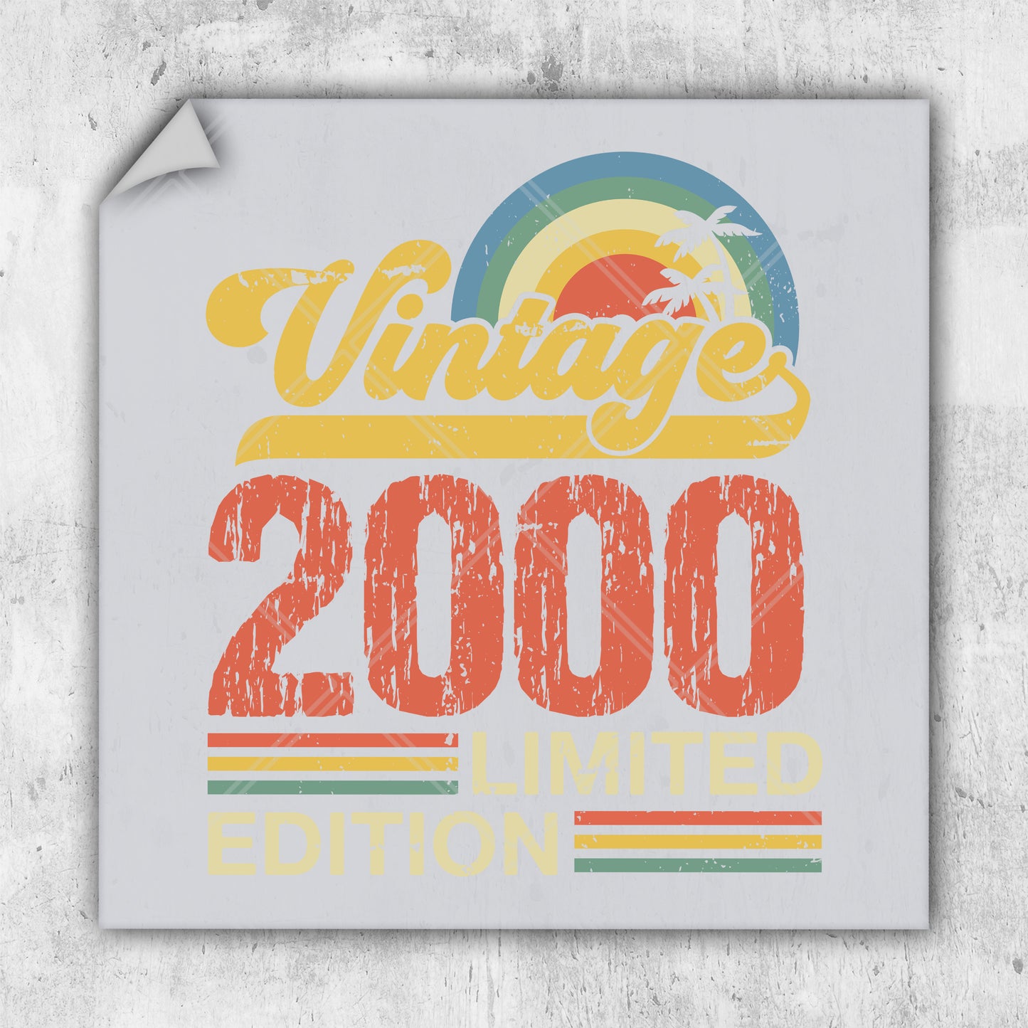 a sticker with the words vintage 2000 printed on it