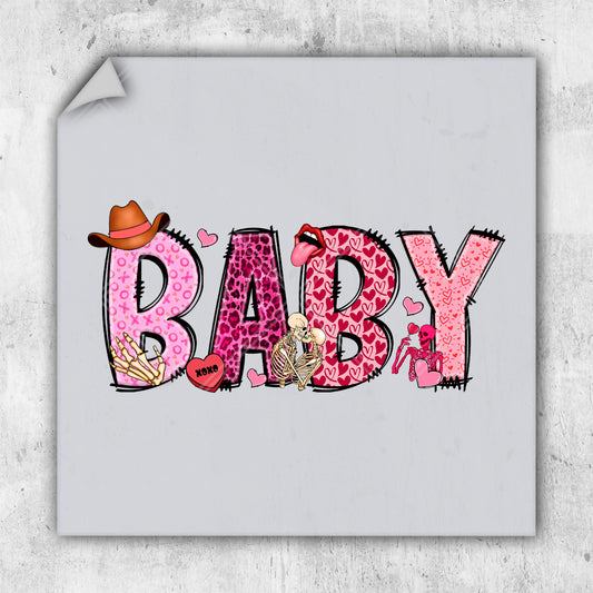 a picture of the word baby with a cowboy hat